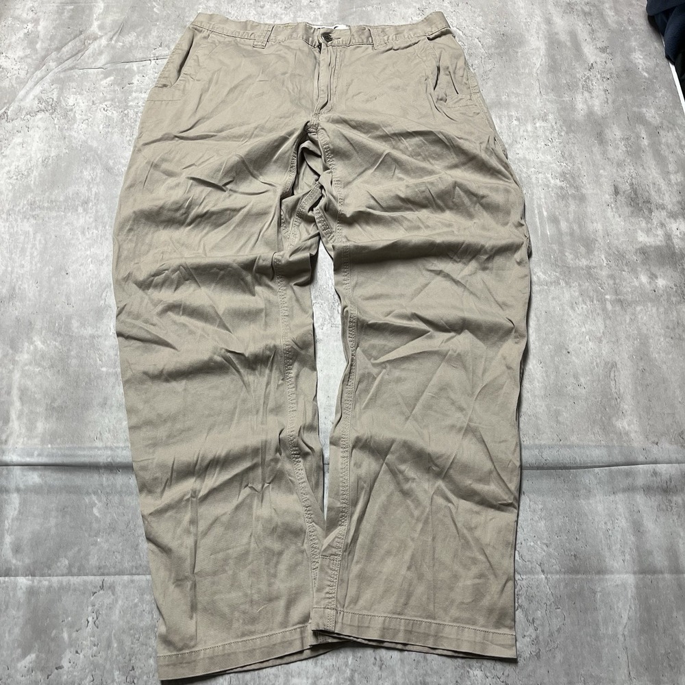 Mountain Khakis Pants Mens 35x32 Beige Relaxed Fit Straight Cotton Casual EUC
